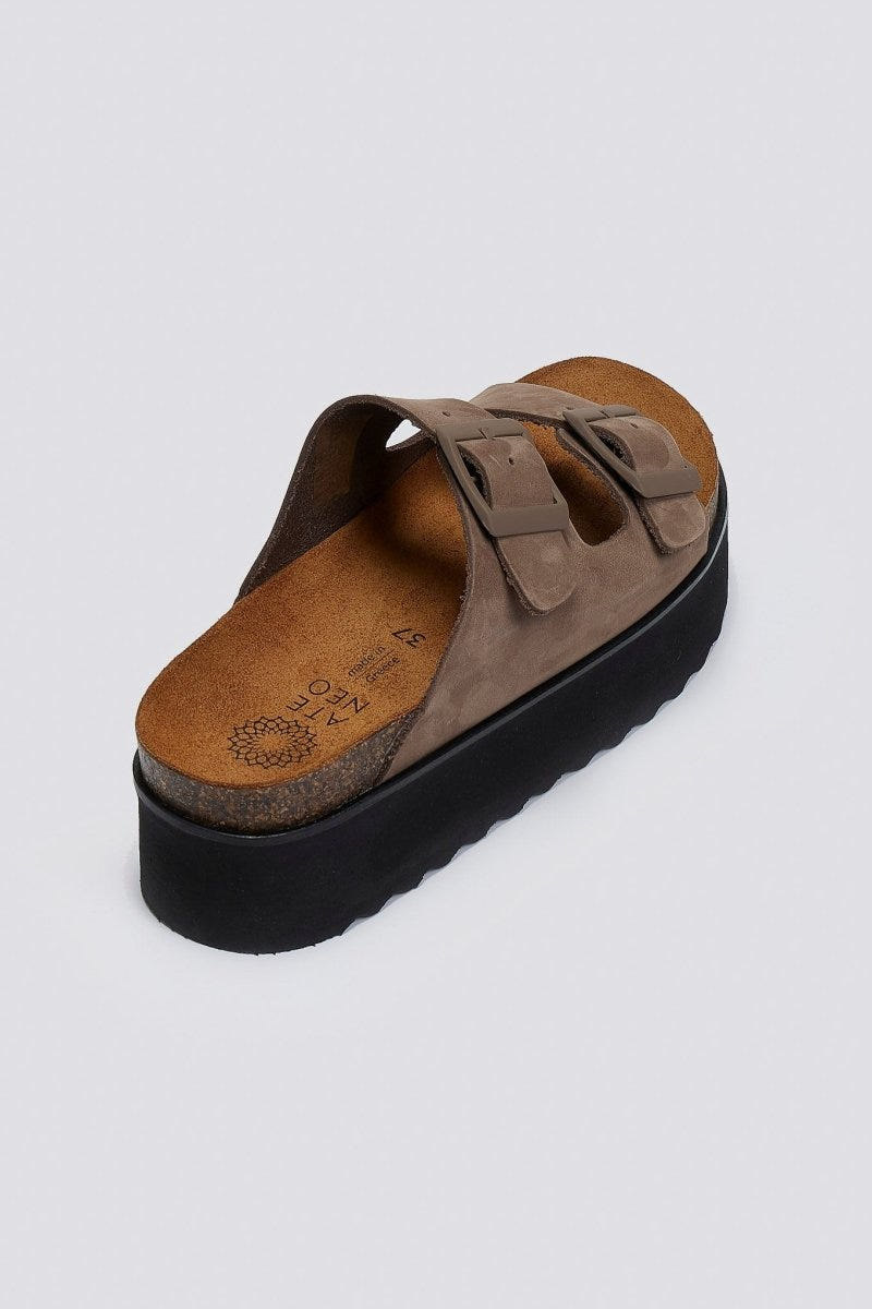 Flatform δερμάτινα nabuk σανδάλια ATENEO - Τάουπε - thefashionproject.gr - ATENEO