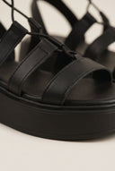 TFP - Flatform Gladiator Sandals Lace Up - Black Matte