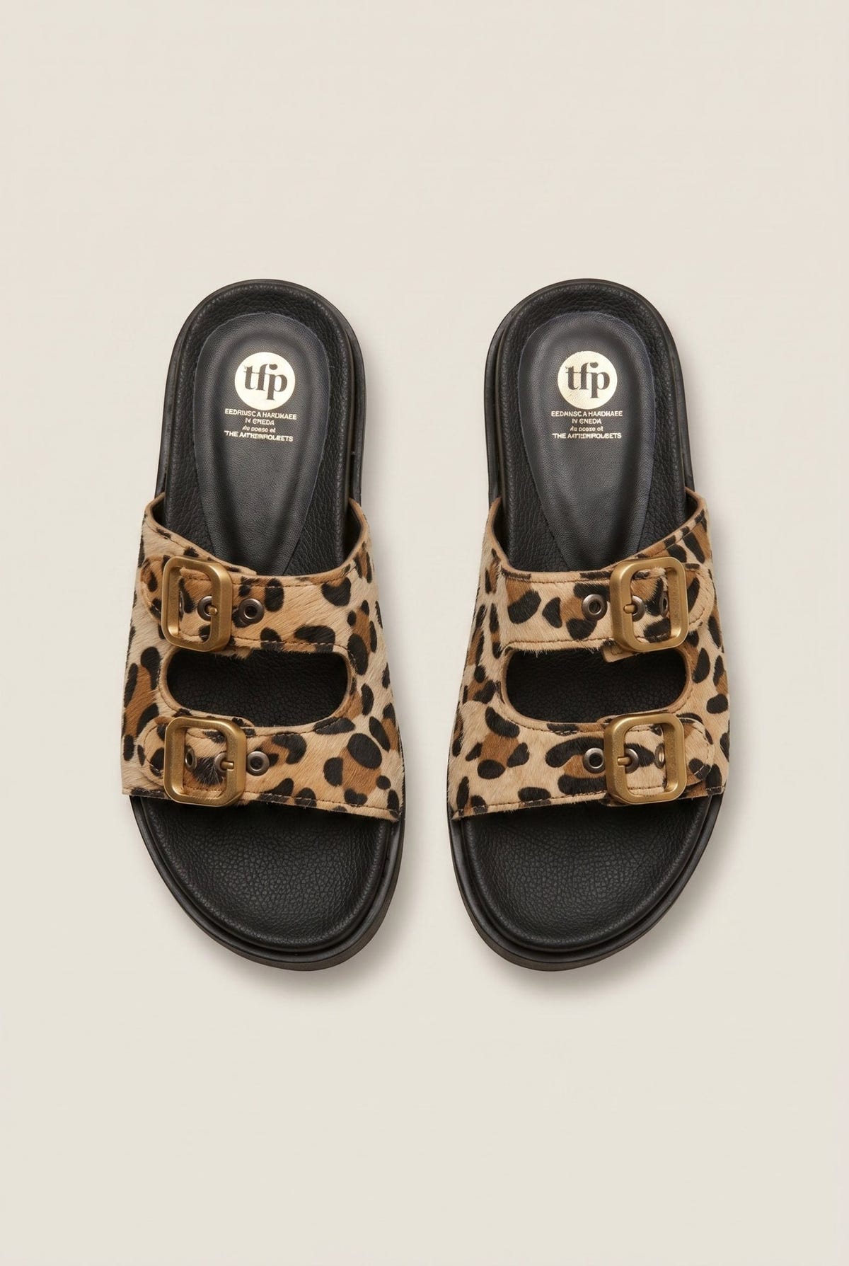 TFP - Flatform Sandals Animal Print Buckle - Leopard Pony