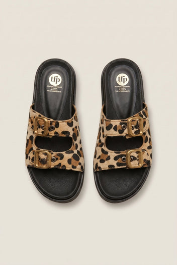 TFP - Flatform Sandals Animal Print Buckle - Leopard Pony