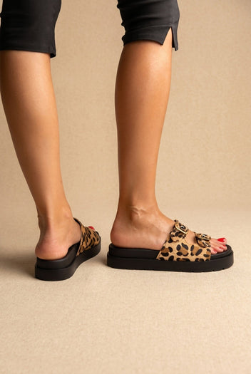 TFP - Flatform Sandals Animal Print Buckle - Leopard Pony