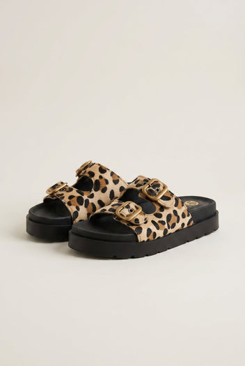 TFP - Flatform Sandals Animal Print Buckle - Leopard Pony