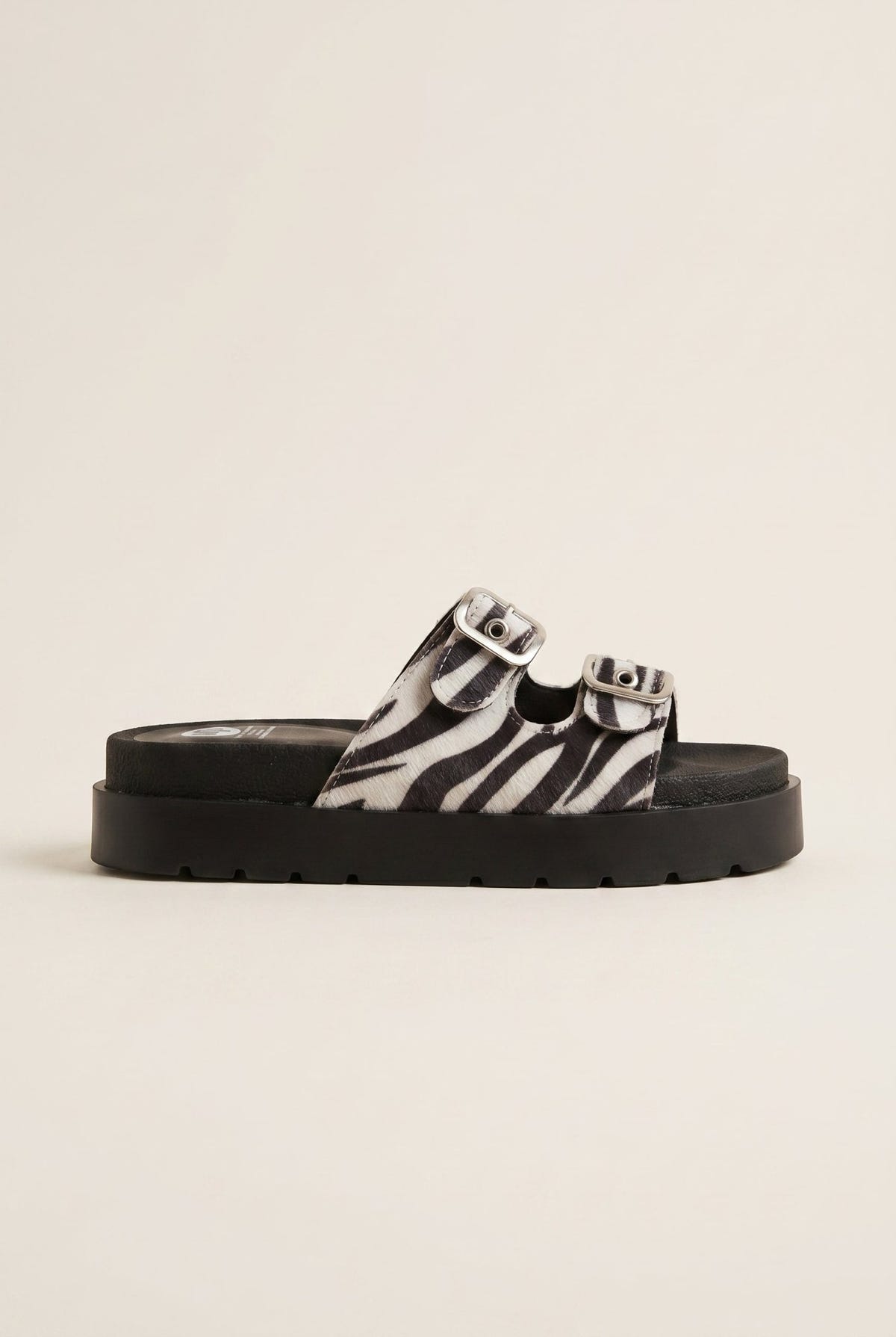 TFP - Flatform Sandals Animal Print Buckle - Zebra Pony
