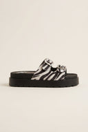 TFP - Flatform Sandals Animal Print Buckle - Zebra Pony