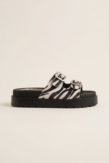 TFP - Flatform Sandals Animal Print Buckle - Zebra Pony