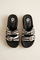 TFP - Flatform Sandals Animal Print Buckle - Zebra Pony