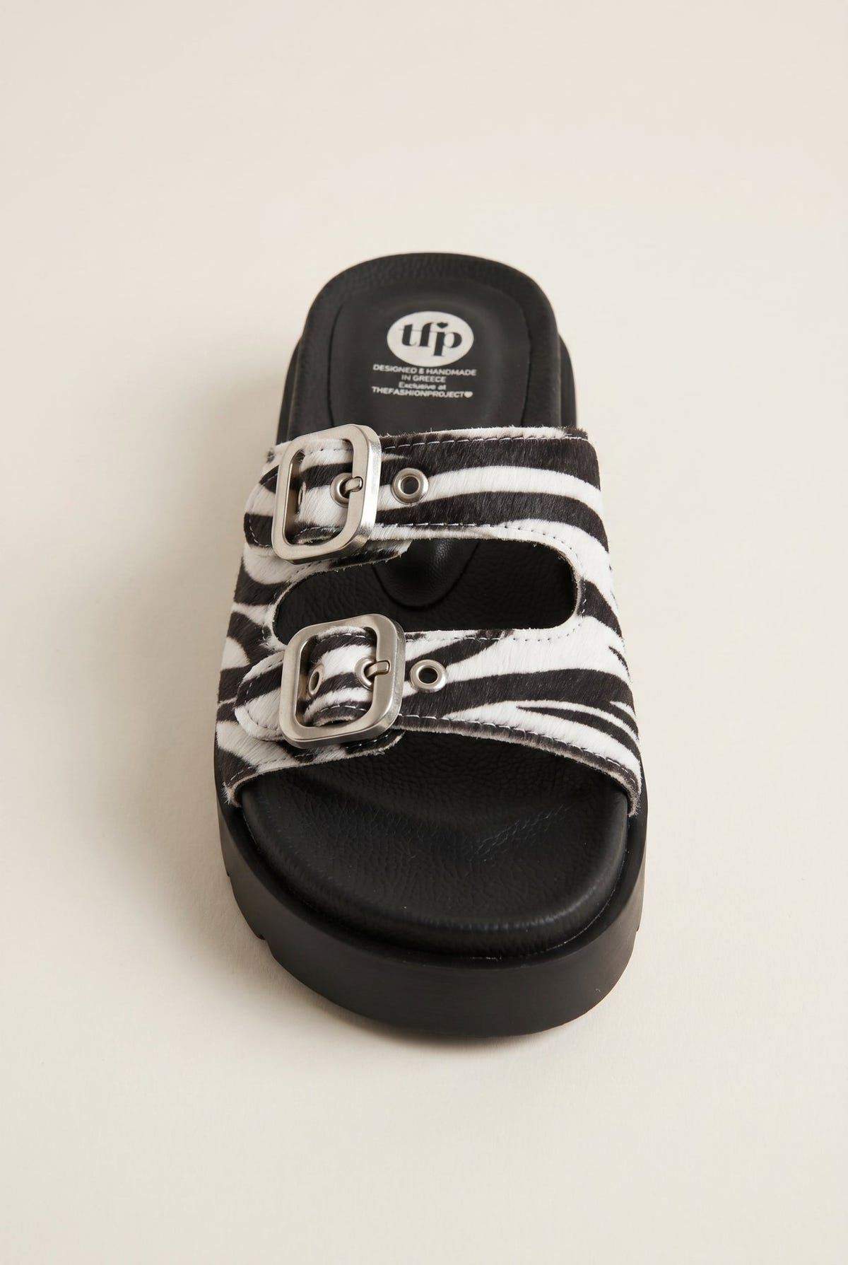 TFP - Flatform Sandals Animal Print Buckle - Zebra Pony