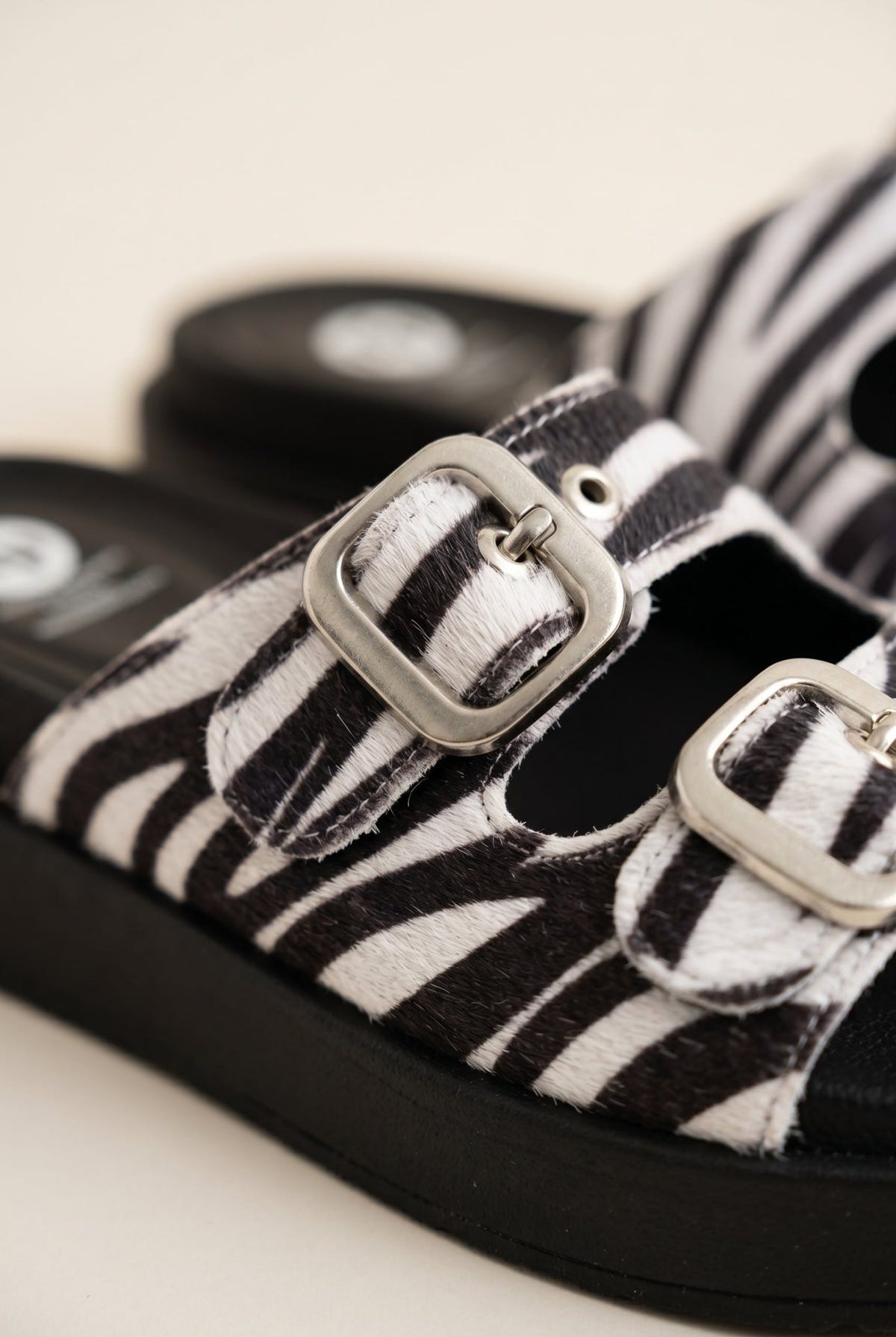 TFP - Flatform Sandals Animal Print Buckle - Zebra Pony