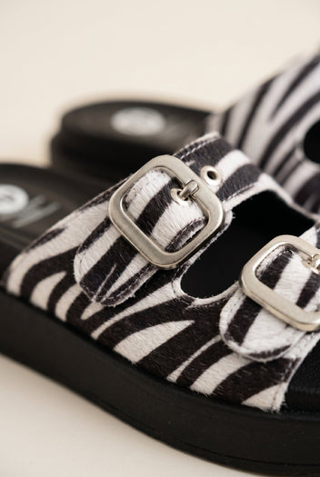 TFP - Flatform Sandals Animal Print Buckle - Zebra Pony