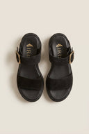 IRIS - Flatform Sandals Ankle Strap - Black Suede