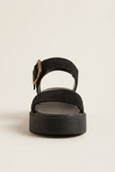 IRIS - Flatform Sandals Ankle Strap - Black Suede