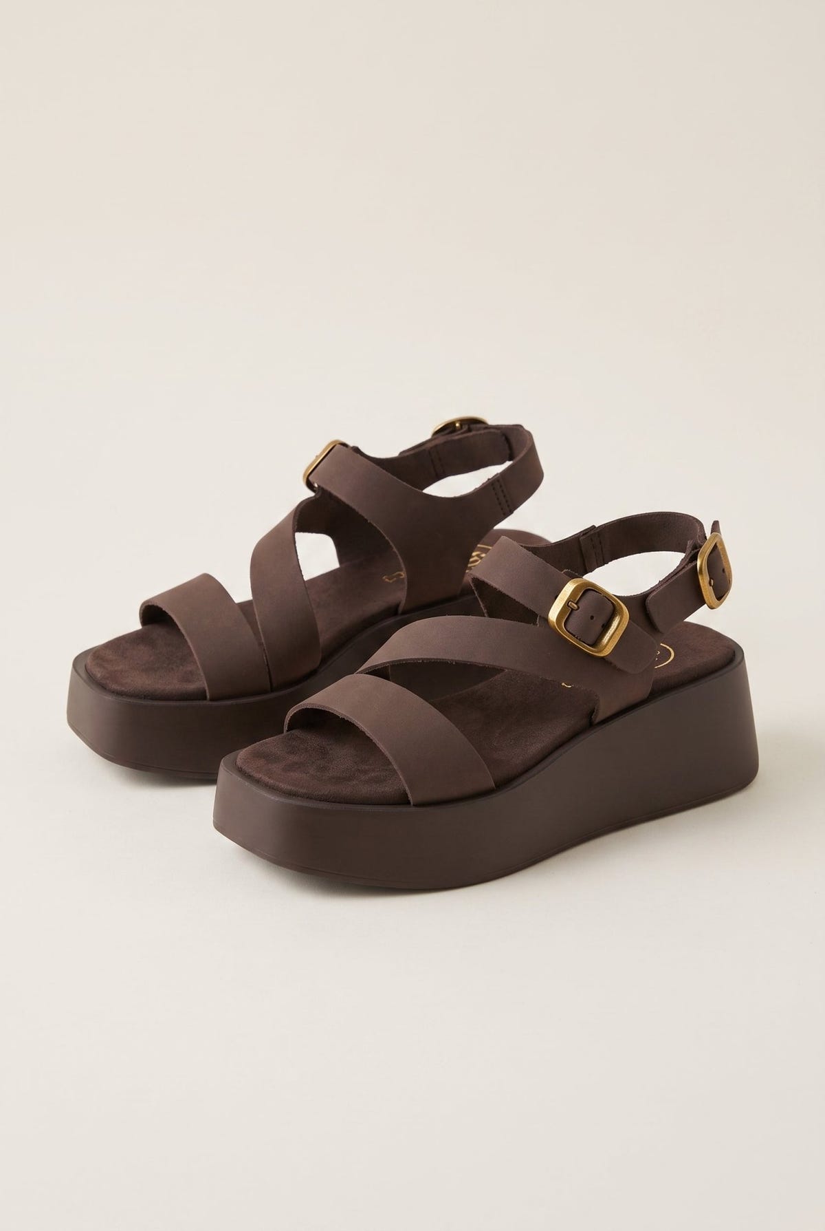TFP - Flatform Sandals Ankle Strap - Brown Suede