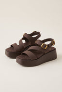 TFP - Flatform Sandals Ankle Strap - Brown Suede