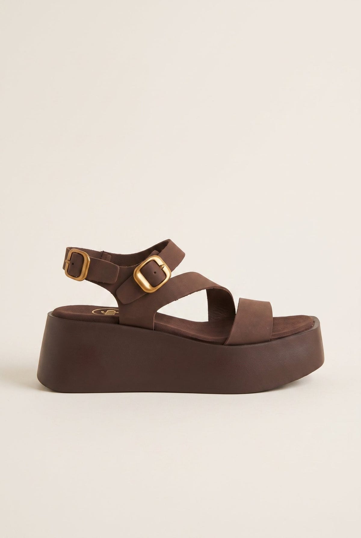 TFP - Flatform Sandals Ankle Strap - Brown Suede