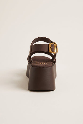 TFP - Flatform Sandals Ankle Strap - Brown Suede