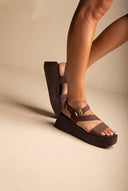TFP - Flatform Sandals Ankle Strap - Brown Suede