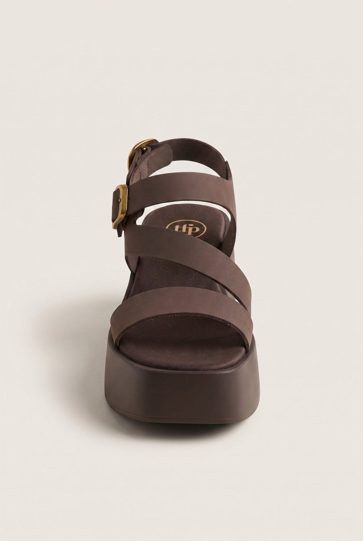 TFP - Flatform Sandals Ankle Strap - Brown Suede