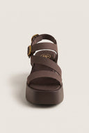 TFP - Flatform Sandals Ankle Strap - Brown Suede