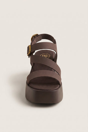 TFP - Flatform Sandals Ankle Strap - Brown Suede