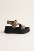 TFP - Flatform Sandals Ankle Strap - Stone Suede