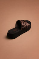 Estil - Flatform Sandals Asymmetrical Strap - Leopard