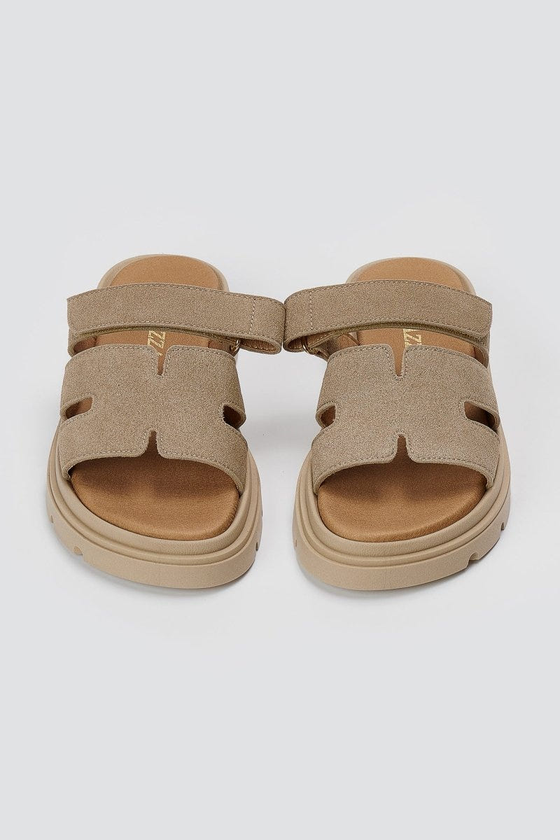 RAGAZZA - Flatform Sandals - Beige Suede