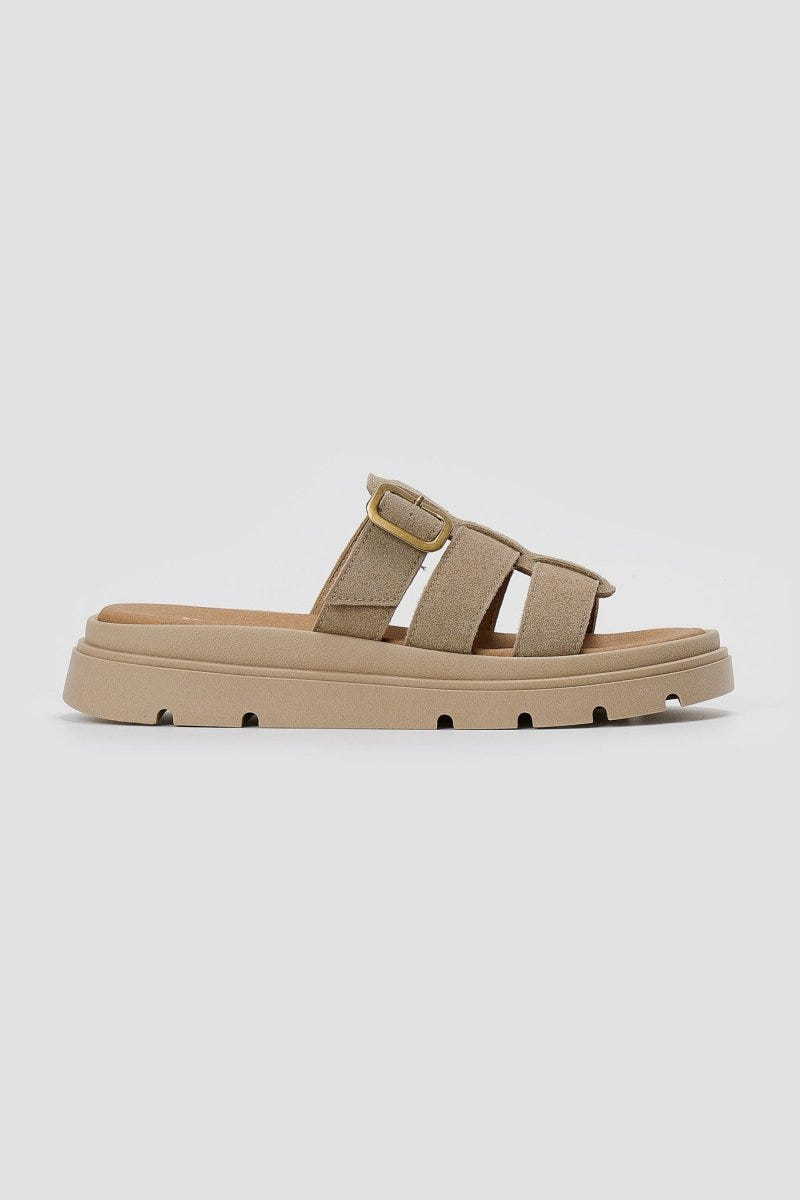 RAGAZZA - Flatform Sandals - Beige Suede