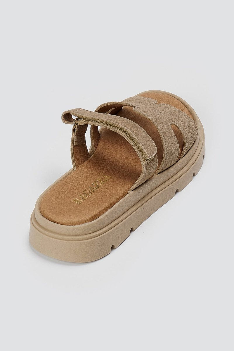 RAGAZZA - Flatform Sandals - Beige Suede