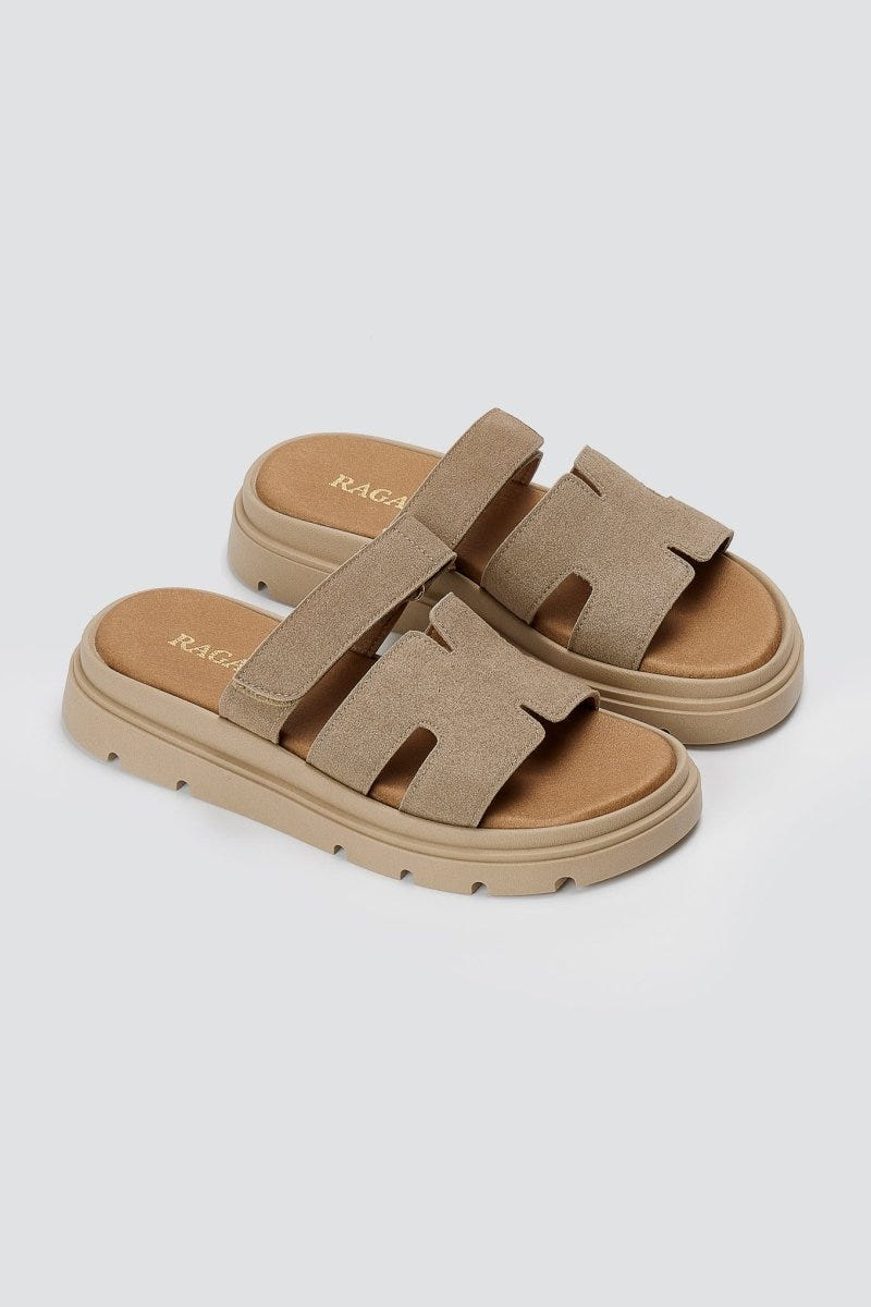 RAGAZZA - Flatform Sandals - Beige Suede