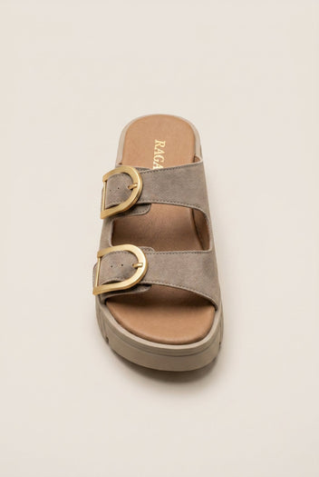 RAGAZZA - Flatform Sandals - Beige Suede