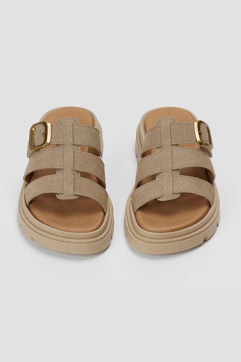 RAGAZZA - Flatform Sandals - Beige Suede