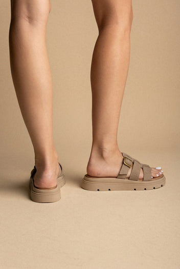 RAGAZZA - Flatform Sandals - Beige Suede