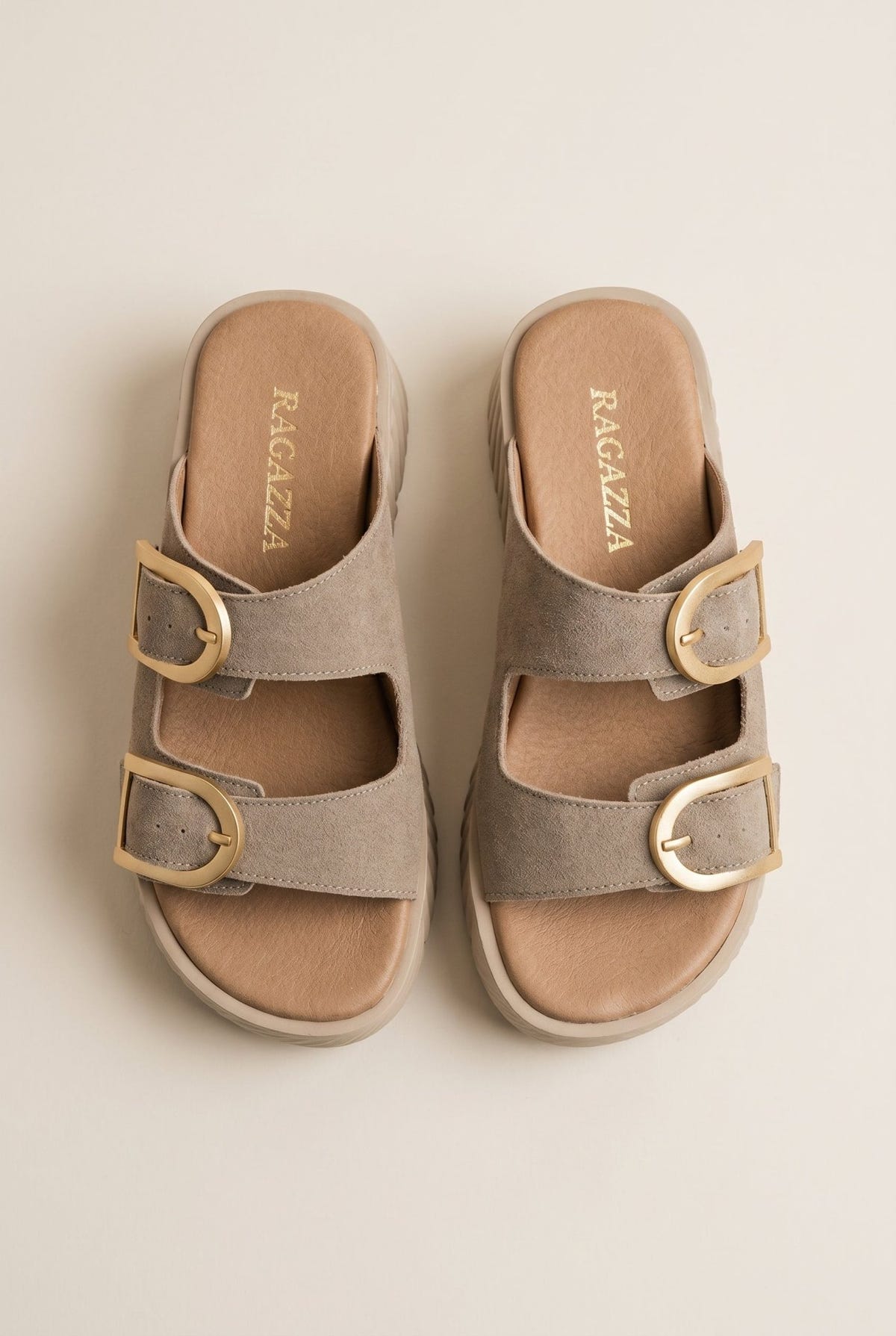RAGAZZA - Flatform Sandals - Beige Suede