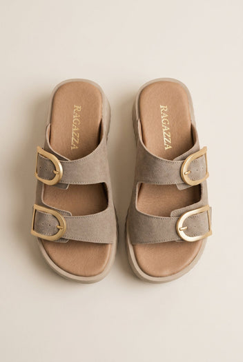 RAGAZZA - Flatform Sandals - Beige Suede