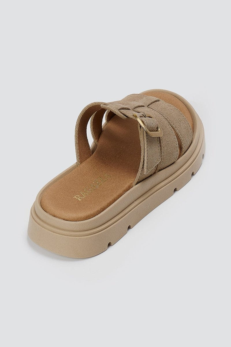RAGAZZA - Flatform Sandals - Beige Suede