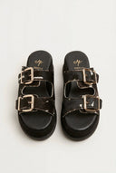 Mariella Fabiani - Flatform Sandals - Black Cow Pony