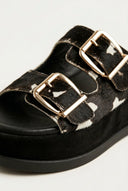 Mariella Fabiani - Flatform Sandals - Black Cow Pony