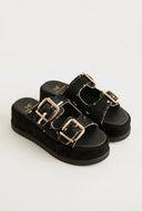 Mariella Fabiani - Flatform Sandals - Black Cow Pony