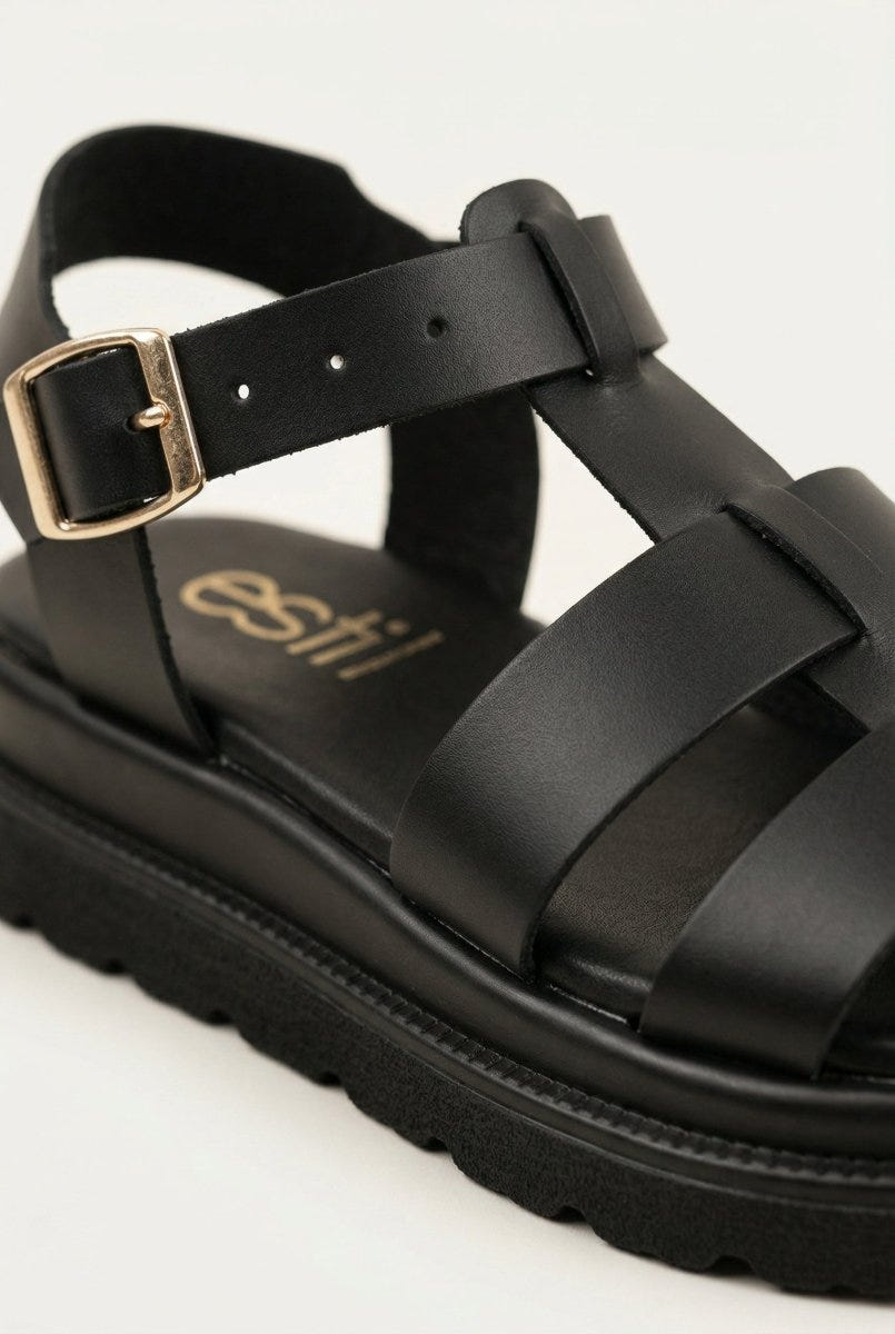 Estil - Flatform Sandals - Black Matte