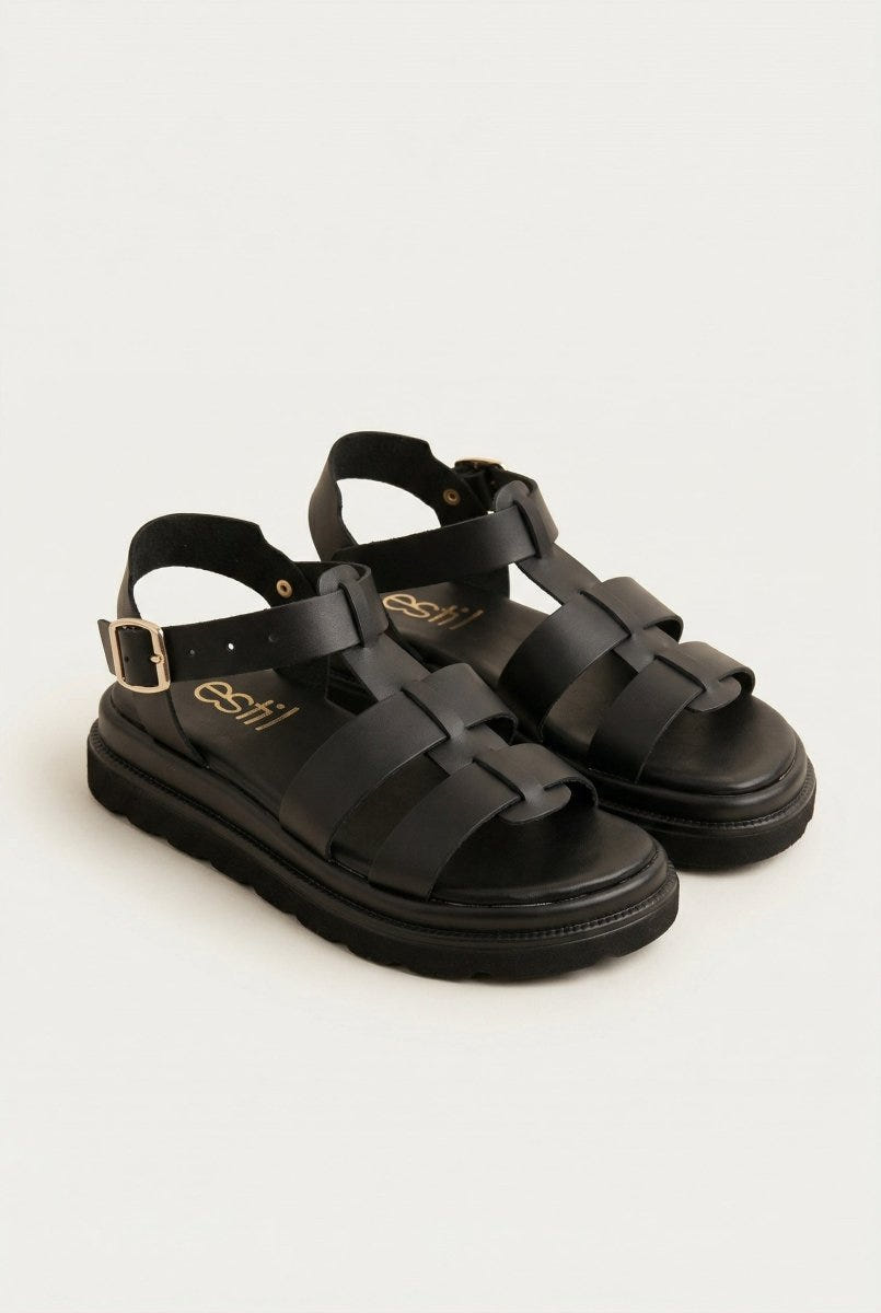 Estil - Flatform Sandals - Black Matte