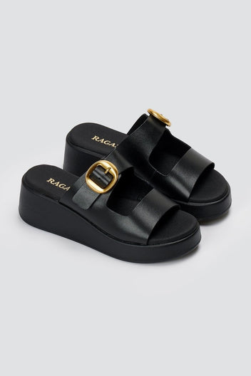 RAGAZZA - Flatform Sandals - Black Matte