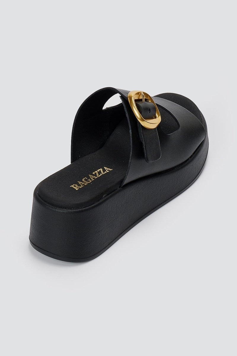 RAGAZZA - Flatform Sandals - Black Matte