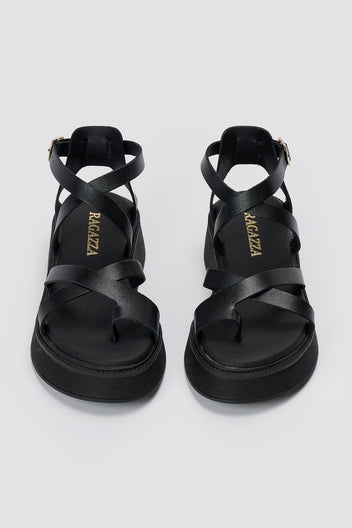 RAGAZZA - Flatform Sandals - Black Matte