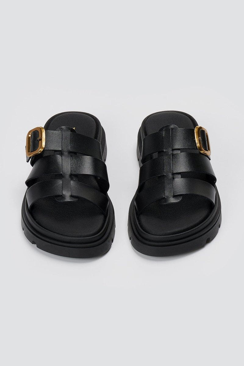 RAGAZZA - Flatform Sandals - Black Matte