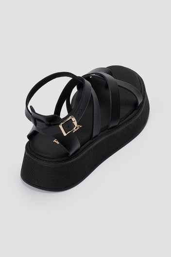 RAGAZZA - Flatform Sandals - Black Matte