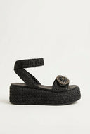 Mariella Fabiani - Flatform Sandals - Black Raffia