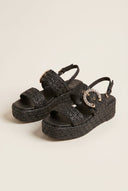 Mariella Fabiani - Flatform Sandals - Black Raffia