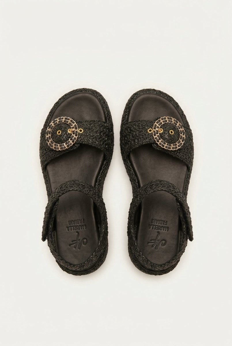 Mariella Fabiani - Flatform Sandals - Black Raffia