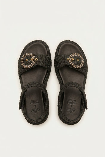 Mariella Fabiani - Flatform Sandals - Black Raffia
