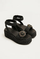 Mariella Fabiani - Flatform Sandals - Black Raffia